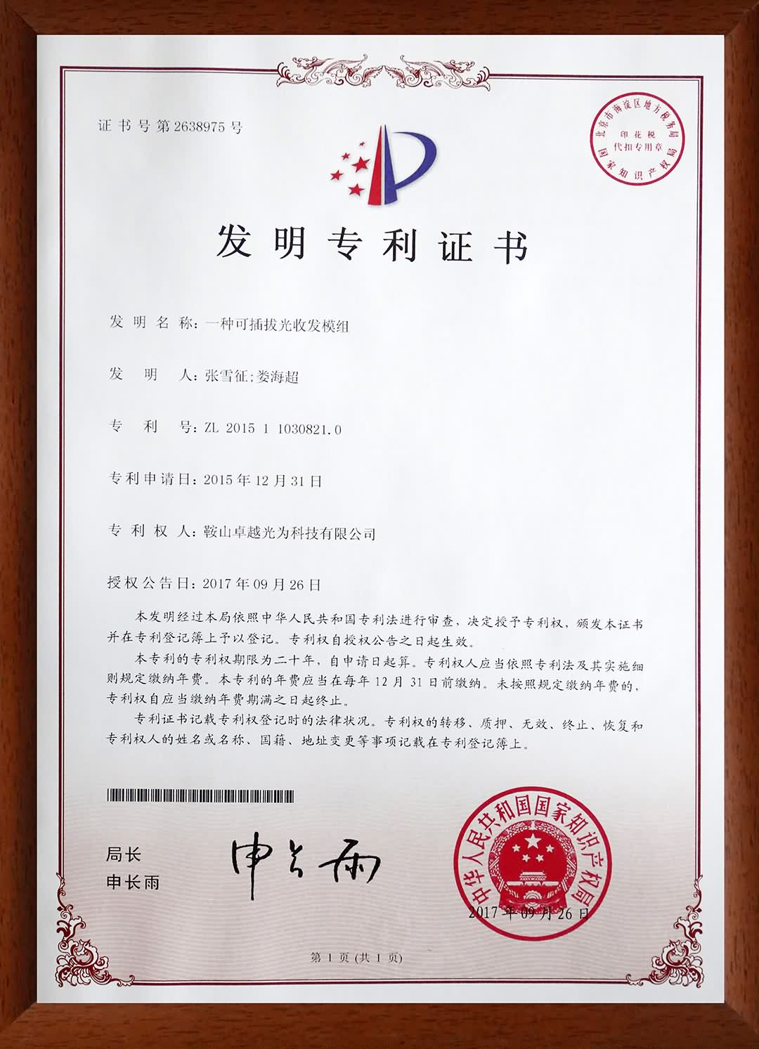 Paten certificate 2